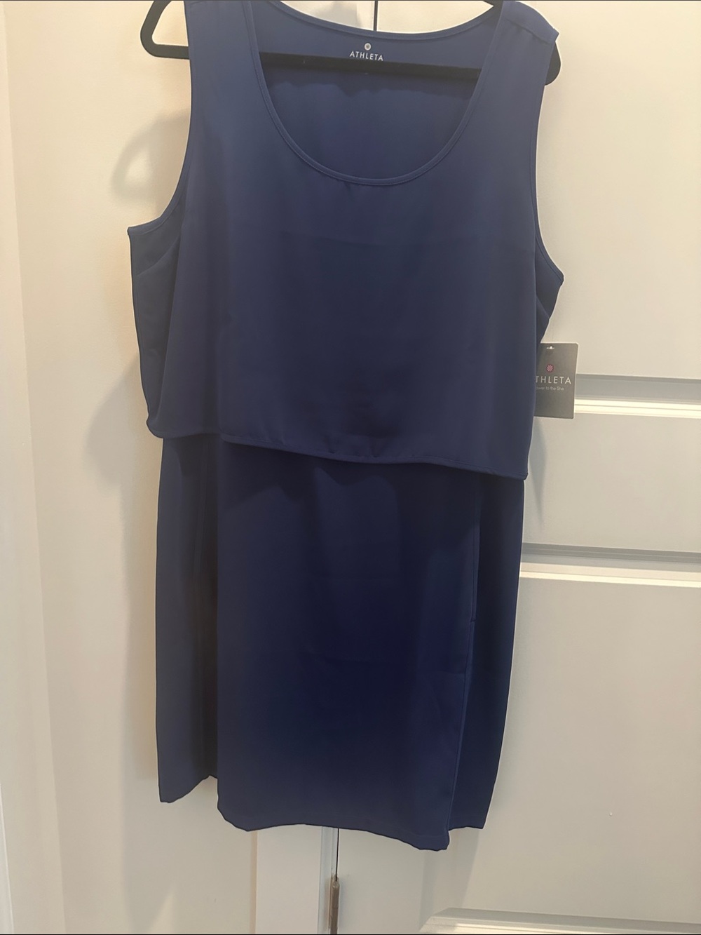 Athleta Getaway Blue Sleeveless Layered Dress